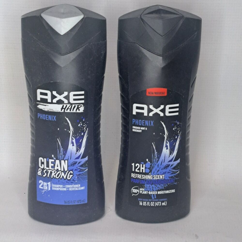 Axe Pheonix Body Wash & Shampoo / Conditioner Clean N Strong Crushed Mint Rosema